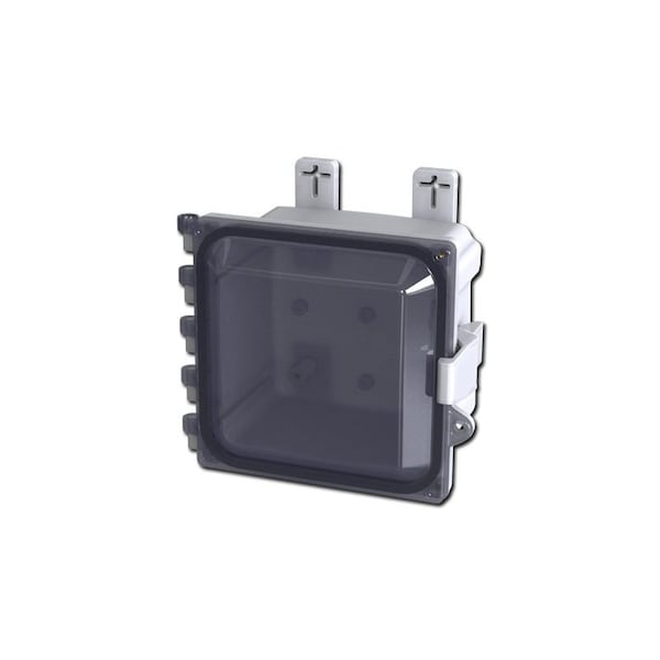 Quick Release Padlock Hasp Electrical Enclosures, 7.41 in H, 5.84 in D, 8.68 in W, Polycarbonate